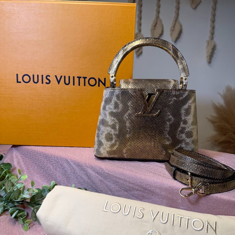 NWT Louis Vuitton Capucines Mini Bag Metallic Exotic Lizard M21734